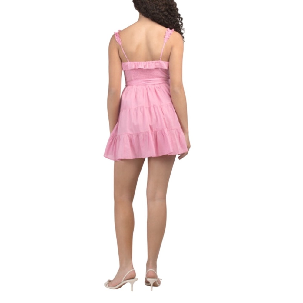 NEW Show Me Your Mumu Jolene Mini Dress Pink Lemonade‎ Ruffle Sleeveless Size XL - Picture 2 of 14